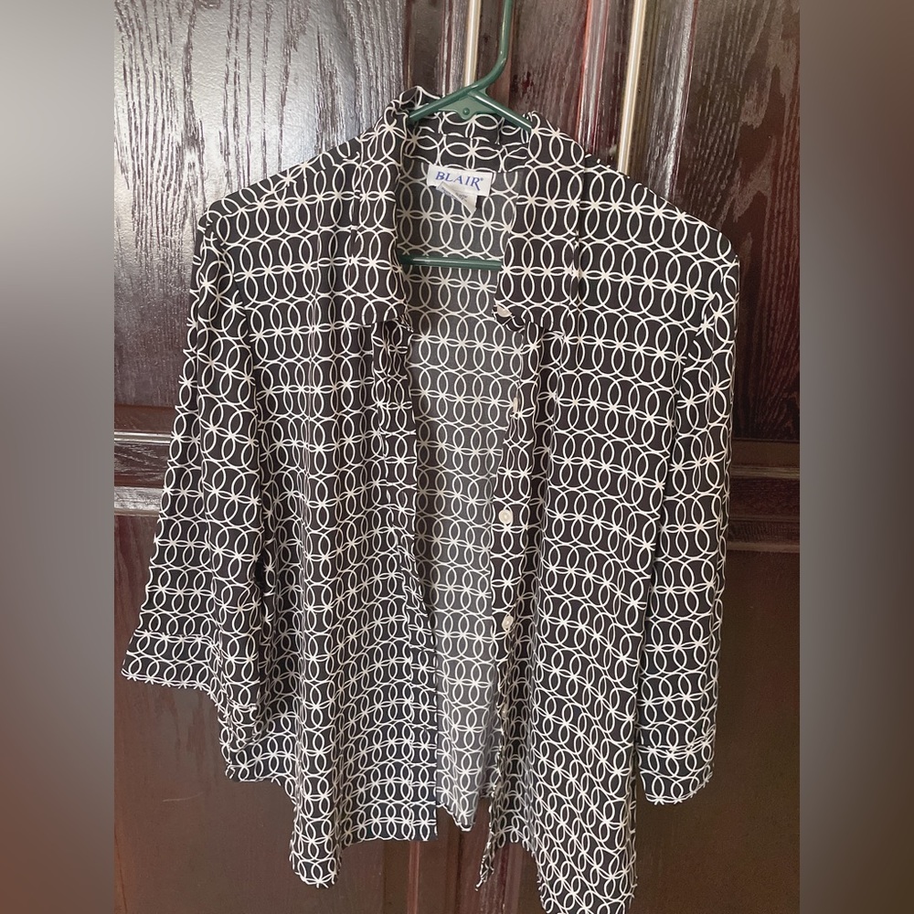 Black and White Button Up Blouse